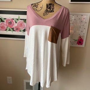 Zenana 1X elbow patch 3/4 tee